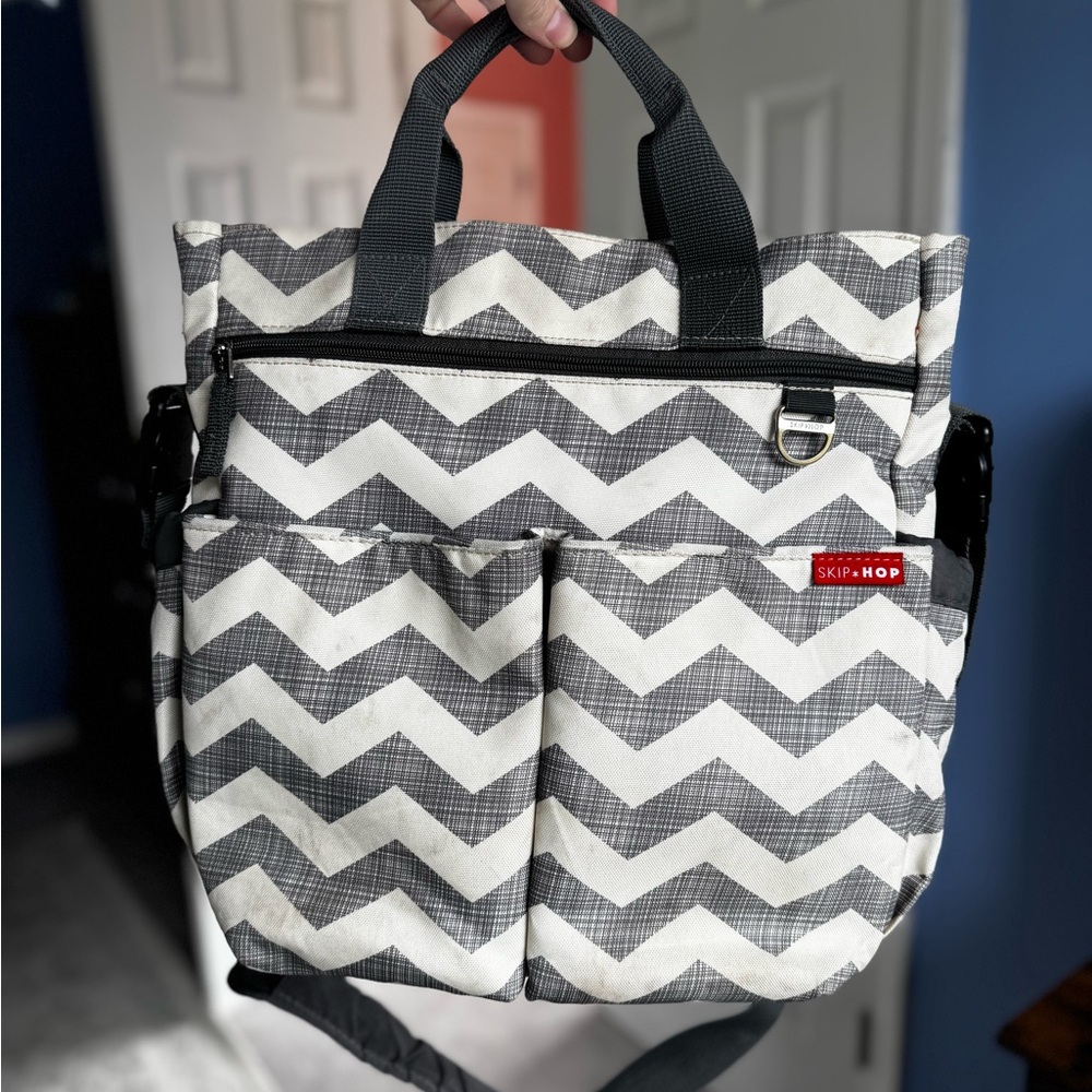 Skip Hop Gray Chevron Tote Bag